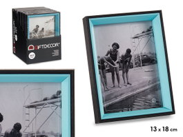 GIFTDECOR Lot de 24 cadres photo en bois 13x18 cm - Bleu et Noir