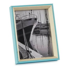 GIFTDECOR Cadre photo en bois 15x20 bleu et blanc