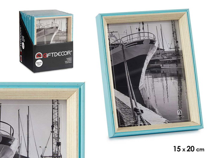 Giftdecor Porte-photos en bois MDF et verre 15x20 cm bleu et blanc (Set de 24) Giftdecor Porte-photos en bois MDF et verre 15x20 cm bleu et blanc (Set de 24)