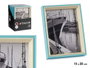 Giftdecor Porte-photos en bois MDF et verre 15x20 cm bleu et blanc (Set de 24)