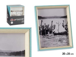 GIFTDECOR Lot de 24 cadres photo en bois 20x25 cm bleu et blanc