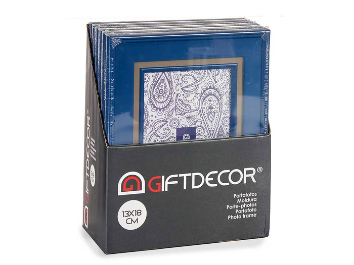 Giftdecor Porte-photos 13x18 cm Bleu Foncé Plastique et Verre (Set de 24)