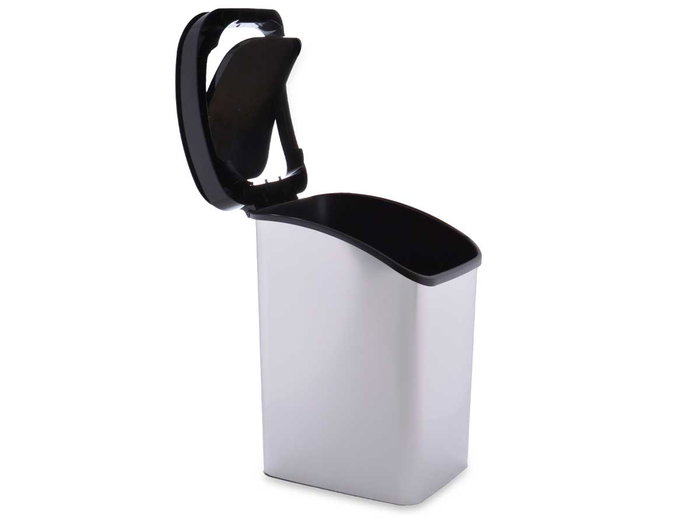 Berilo Poubelle en Plastique Argentée 23 L avec Couvercle Basculant 34x43x27 cm (Set de 6)