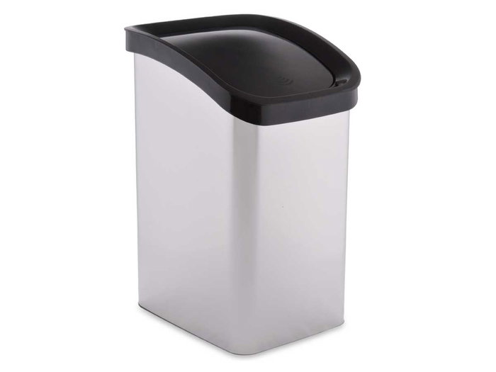 Berilo Poubelle en Plastique Argentée 23 L avec Couvercle Basculant 34x43x27 cm (Set de 6)