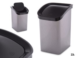 Berilo Papelera Plastique Basculante Fibre Carbone 23L Gris 27x43x34 cm (Set de 6)
