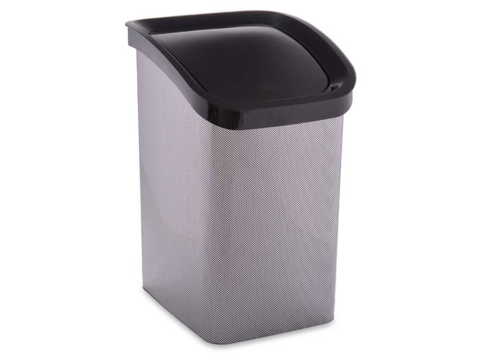 Berilo Papelera Plastique Basculante Fibre Carbone 23L Gris 27x43x34 cm (Set de 6)