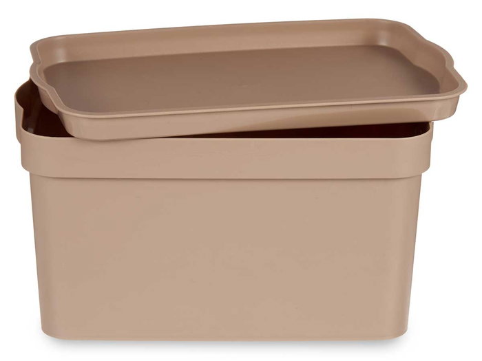 Kipit Boîte de Rangement en Plastique Avec Couvercle 2,3 L Beige 13x11x20 cm (Set de 24)
