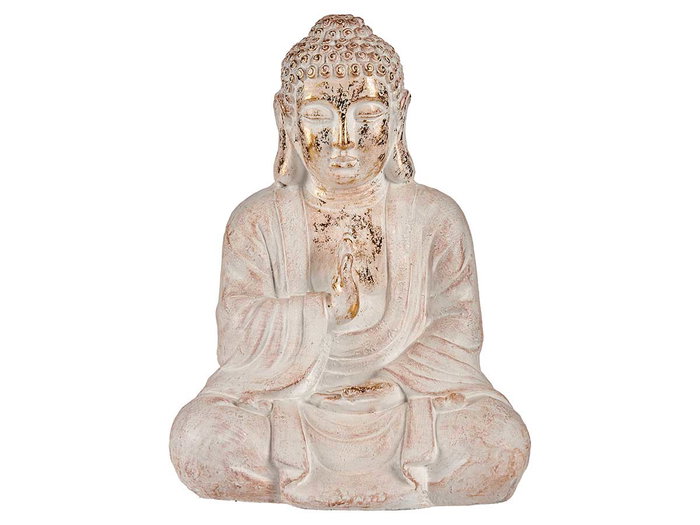 Ibergarden Bouddha en polirésine blanc et or priant 23,5 x 36 x 49 cm Ibergarden Bouddha en polirésine blanc et or priant 23,5 x 36 x 49 cm