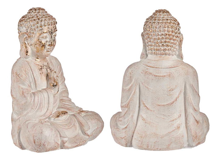 Ibergarden Bouddha en polirésine blanc et or priant 23,5 x 36 x 49 cm Ibergarden Bouddha en polirésine blanc et or priant 23,5 x 36 x 49 cm
