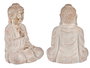 Ibergarden Bouddha en polirésine blanc et or priant 23,5 x 36 x 49 cm
