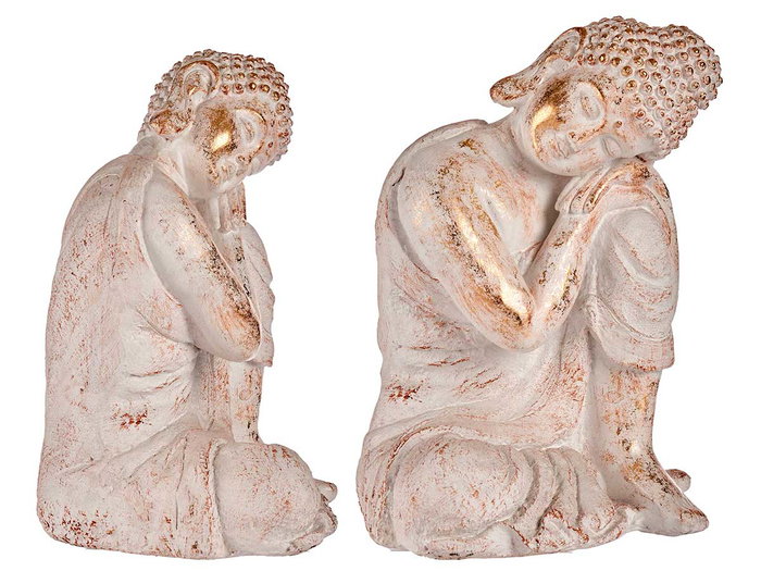 Ibergarden Bouddha tête côté droit polirésine blanc et or 28 x 43 x 37 cm Ibergarden Bouddha tête côté droit polirésine blanc et or 28 x 43 x 37 cm