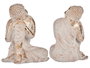 Ibergarden Bouddha en Polyrésine Assis Tête Inclinée à Gauche Blanc et Or 23x33x26 cm (Set de 2)