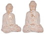 Ibergarden Bouddha en polirésine blanc et or mains croisées 22,5 x 40,5 x 27 cm (Set de 2)