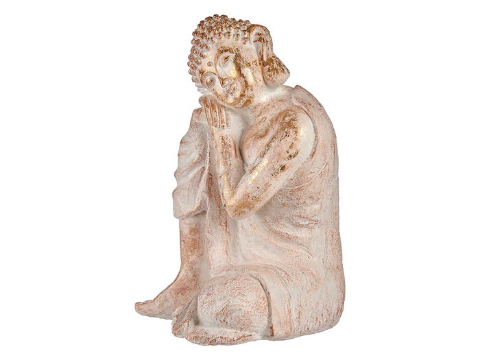 Ibergarden Bouddha Polyrésine Assis Détendu Blanc et Or 35.5x54.5x42 cm Ibergarden Bouddha Polyrésine Assis Détendu Blanc et Or 35.5x54.5x42 cm