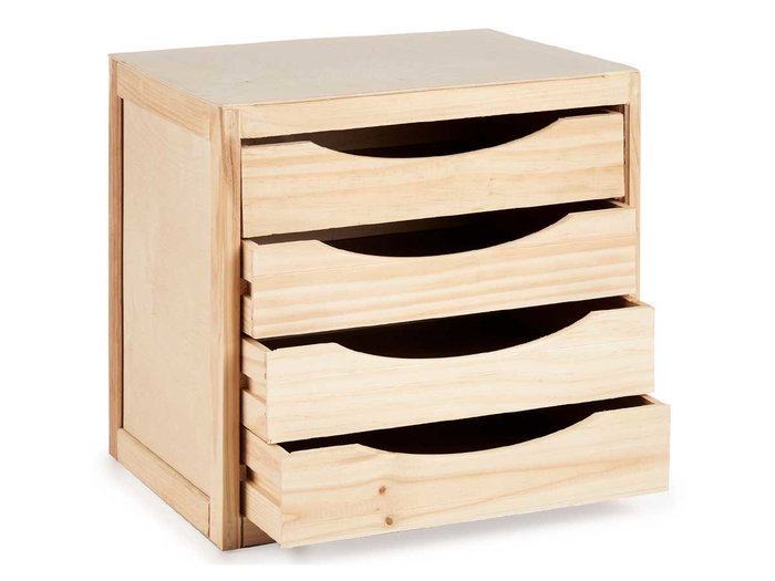 Kipit Commode en Bois 4 Tiroirs 30x37x38 cm Naturel