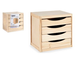 KIPIT Cajonera en bois de pin à 4 tiroirs - Naturel