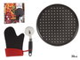 Kinvara Set Pizza Moule, Manique et Coupe-Pizza 33x2x33 cm Acier Néoprène PP Noir (Set de 12)