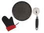 Kinvara Set Pizza Moule, Manique et Coupe-Pizza 33x2x33 cm Acier Néoprène PP Noir (Set de 12)