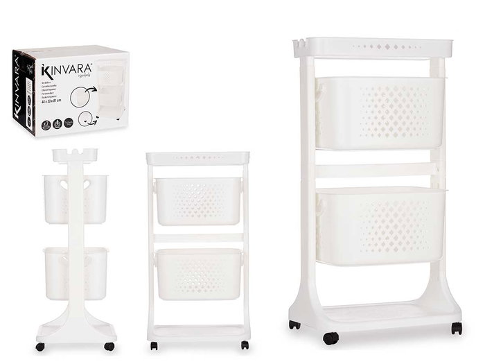 Kinvara Verduler Plastique 2 Niveaux avec Roues Blanc 35x82x43 cm Kinvara Verduler Plastique 2 Niveaux avec Roues Blanc 35x82x43 cm