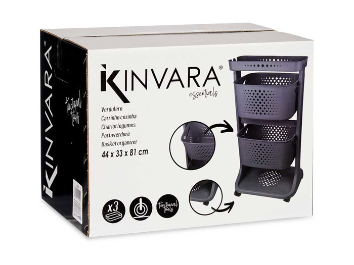 Kinvara Verduler Plastique 2 Niveaux Roues Antracite 35 x 82 x 43 cm