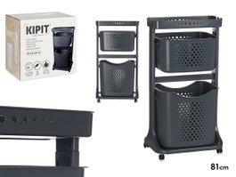 KIPIT Armoire en plastique 2 niveaux avec roulettes Anthracite
