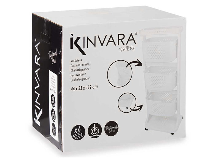 Kinvara Verdulero Plastique 3 Niveaux Roues Blanc 33 x 11 x 42 cm Kinvara Verdulero Plastique 3 Niveaux Roues Blanc 33 x 11 x 42 cm