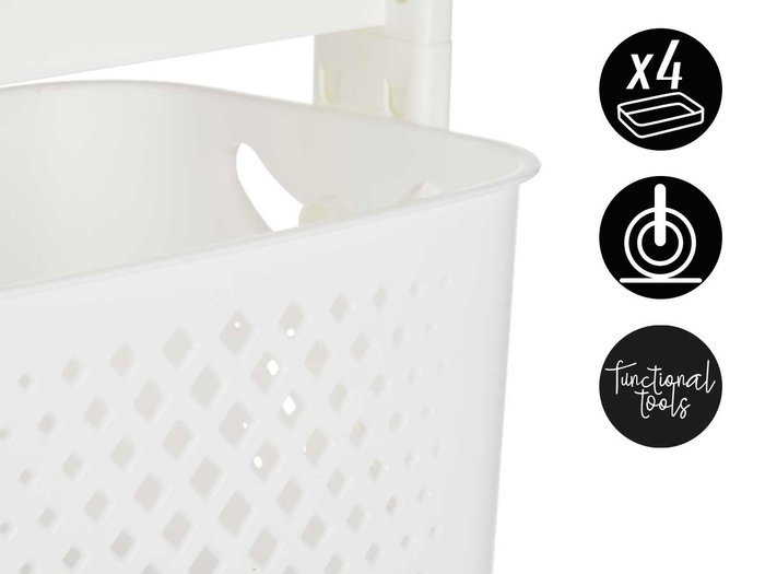 Kinvara Verdulero Plastique 3 Niveaux Roues Blanc 33 x 11 x 42 cm Kinvara Verdulero Plastique 3 Niveaux Roues Blanc 33 x 11 x 42 cm