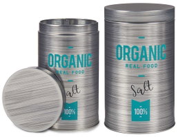 KINVARA Bote Hojalata Redondo Organic Sal - Gris - Lot de 24
