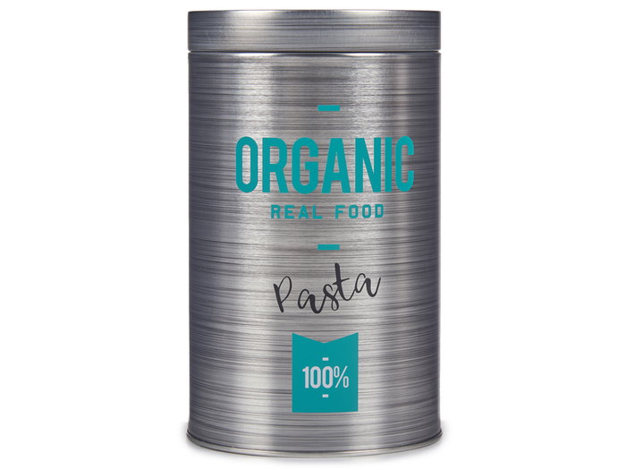 Kinvara Boîte en fer-blanc ronde Organic Pasta 10x18x10 cm gris (Set de 24)