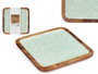 Giftdecor Centre de Table Carré 25x25 cm avec Feuilles, Blanc/Marron/Vert, 25,4x25,4x2,5 cm (Set de 6)