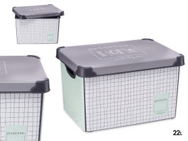 KIPIT Boîte en plastique 22L Home avec anse grise