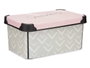 Kipit Boîte de Rangement en Plastique 5 L avec Couvercle, 29.5x19x13.5 cm, Gris et Rose, Motif Vibes (Set de 12)