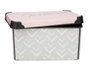Kipit Boîte de Rangement en Plastique 5 L avec Couvercle, 29.5x19x13.5 cm, Gris et Rose, Motif Vibes (Set de 12)