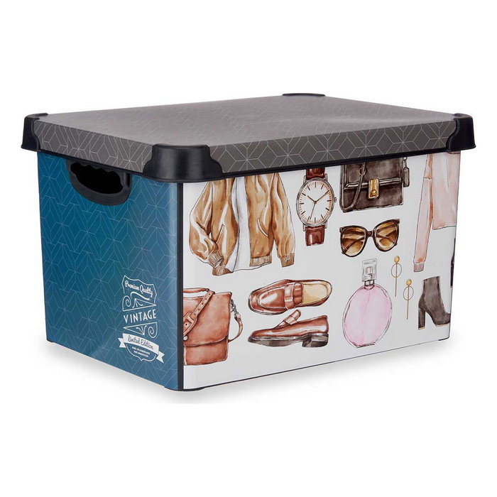 Kipit Boîte de rangement Vintage Plastique Imprimé 22 L Kipit Boîte de rangement Vintage Plastique Imprimé 22 L