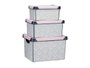 Kipit Set de 3 boîtes de rangement en plastique motif Vibes 39x29x23,5 cm | Grande + Mediane + Petite
