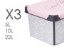 Kipit Set de 3 boîtes de rangement en plastique motif Vibes 39x29x23,5 cm | Grande + Mediane + Petite