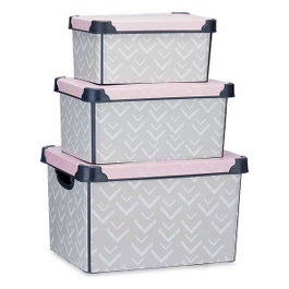 KIPIT Set de 3 boîtes de rangement en plastique Vibes