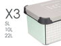 Kipit Lot de 3 boîtes de rangement en plastique motif Home | Dimensions 39x29x23,5 cm | Grand Moyen Petit