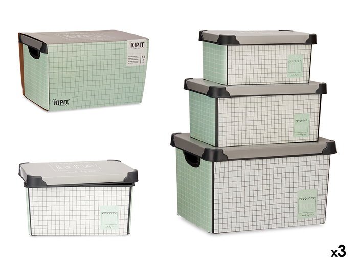 Kipit Lot de 3 boîtes de rangement en plastique motif Home | Dimensions 39x29x23,5 cm | Grand Moyen Petit Kipit Lot de 3 boîtes de rangement en plastique motif Home | Dimensions 39x29x23,5 cm | Grand Moyen Petit