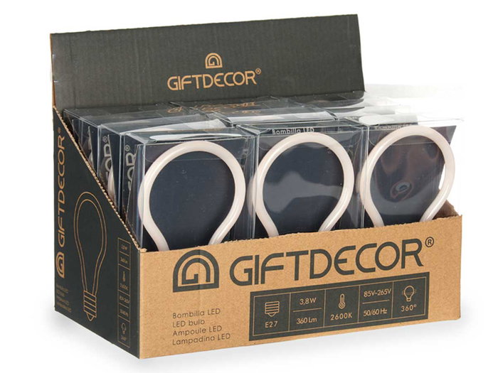 Giftdecor Ampoule LED Forme Lampe Cristal Métal Blanc 4W E27 2300-2700K 9.5x13.5x3 cm (Set de 12)