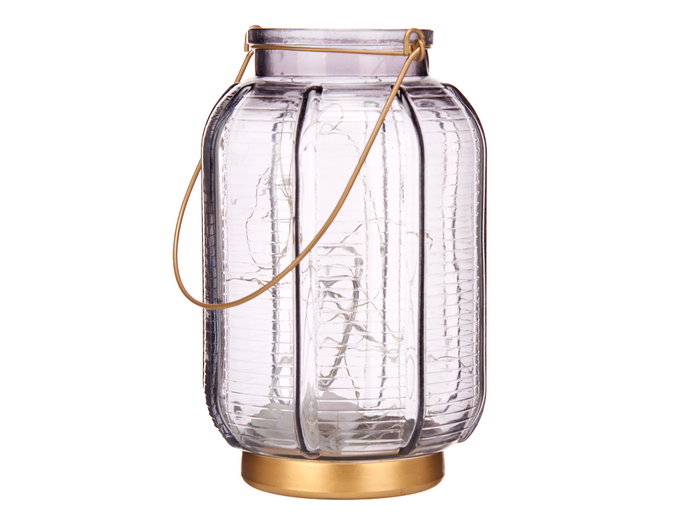 Giftdecor Lanterne LED Rayures Haute Antracite 14x22x14cm Verre Gris Doré (Set de 6) Giftdecor Lanterne LED Rayures Haute Antracite 14x22x14cm Verre Gris Doré (Set de 6)