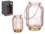 Giftdecor Farol LED Rayas Haut Rose 13x22x13 cm (Set de 6)