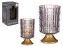 Giftdecor Lanterne LED sur Pied Métal Anthracite 10x18x10 cm Verre Gris et Or (Set de 6)