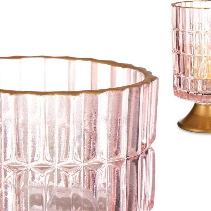 GIFTDECOR Farol LED Pie Metal Rosa-Oro