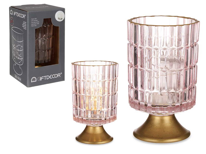 Giftdecor Farol LED Pied Metal Rose Doré 10x18x10 cm Verre (Set de 6) Giftdecor Farol LED Pied Metal Rose Doré 10x18x10 cm Verre (Set de 6)