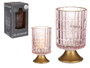 Giftdecor Farol LED Pied Metal Rose Doré 10x18x10 cm Verre (Set de 6)