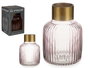 Giftdecor Vase en verre rayé or et rose 14,5x14,5x22 cm (Set de 6)