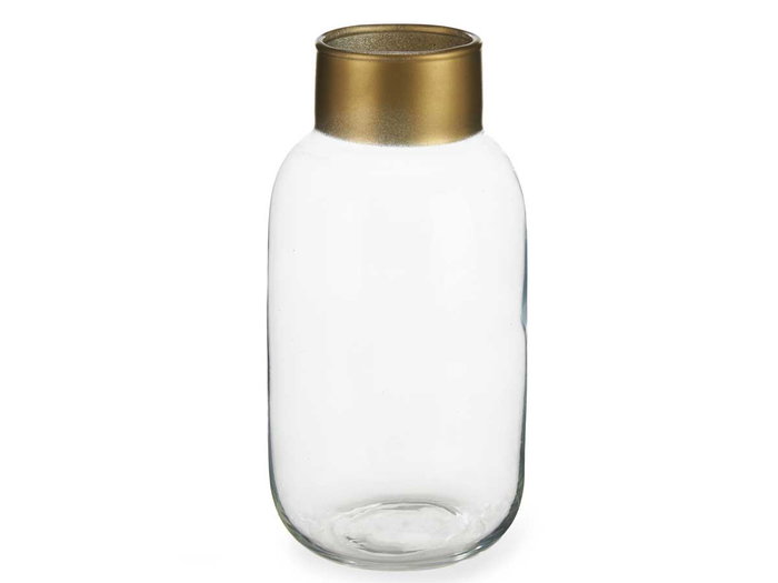 Giftdecor Vase en verre transparent avec détails dorés 11,5 x 24 cm (Set de 6) Giftdecor Vase en verre transparent avec détails dorés 11,5 x 24 cm (Set de 6)