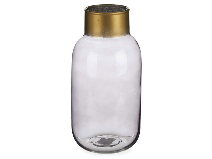 Giftdecor Vase en verre lisse doré petit anthracite 11,5 x 11,5 x 24 cm (Set de 6)