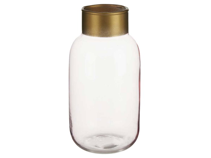Giftdecor Petit Vase en Verre Lisse Rose et Or 11x24x11 cm (Set de 6)